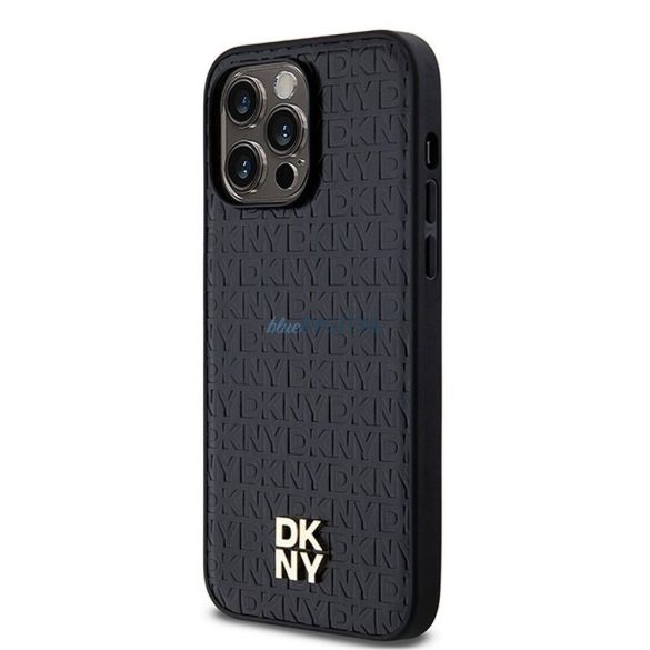 DKNY DKHMP14LPSHRPSK Leather Pattern Metal Logo MagSafe-kompatibilis tok iPhone 14 Pro - fekete