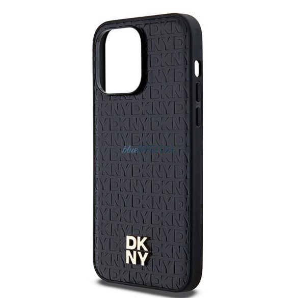 DKNY DKHMP14LPSHRPSK Leather Pattern Metal Logo MagSafe-kompatibilis tok iPhone 14 Pro - fekete