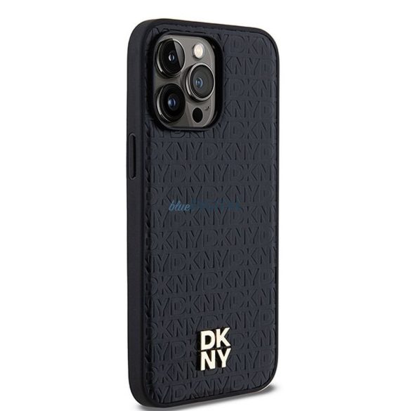 DKNY DKHMP14XPSHRPSK Leather Monogram Pattern Metal Logo MagSafe-kompatibilis tok iPhone 14 Pro Max - fekete