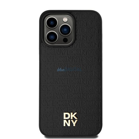 DKNY DKHMP15XPSHRPSK Leather Monogram Pattern Metal Logo MagSafe-kompatibilis tok iPhone 15 Pro Max - fekete