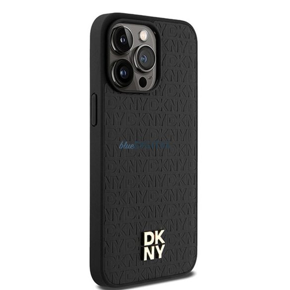 DKNY DKHMP15XPSHRPSK Leather Monogram Pattern Metal Logo MagSafe-kompatibilis tok iPhone 15 Pro Max - fekete