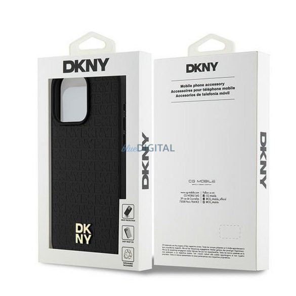 DKNY DKHMP15XPSHRPSK Leather Monogram Pattern Metal Logo MagSafe-kompatibilis tok iPhone 15 Pro Max - fekete