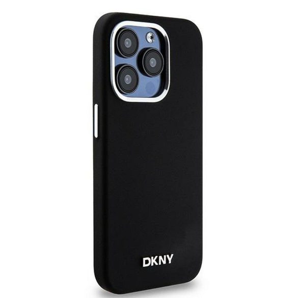 DKNY DKHMP14LSMCHLK Liquid Silicone Small Metal Logo MagSafe-kompatibilis tok iPhone 14 Pro - fekete