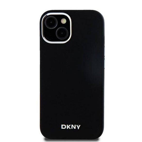 DKNY DKHMP15MSMCHLK Liquid Silicone Small Metal Logo MagSafe-kompatibilis tok iPhone 15 Plus / 14 Plus - fekete