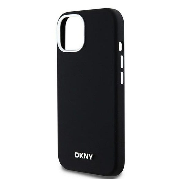 DKNY DKHMP15MSMCHLK Liquid Silicone Small Metal Logo MagSafe-kompatibilis tok iPhone 15 Plus / 14 Plus - fekete