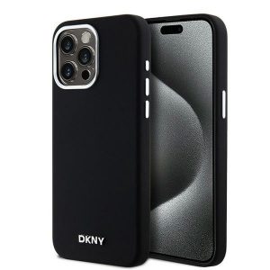 DKNY DKHMP15XSMCHLK Liquid Silicone Small Metal Logo MagSafe-kompatibilis tok iPhone 15 Pro Max - fekete