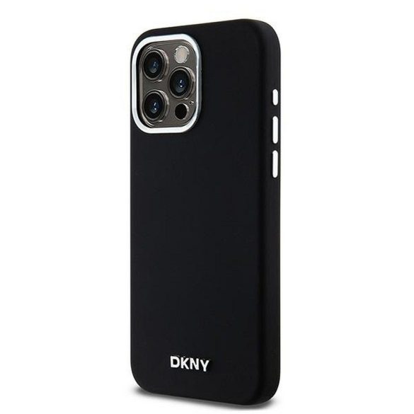 DKNY DKHMP15XSMCHLK Liquid Silicone Small Metal Logo MagSafe-kompatibilis tok iPhone 15 Pro Max - fekete