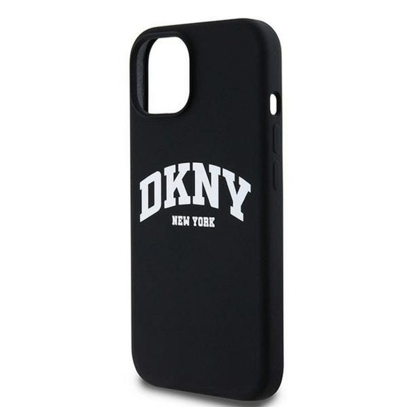 DKNY DKHMP12MSNYACH Liquid Silicone White Printed Logo MagSafe-kompatibilis tok iPhone 12/12 Pro - fekete