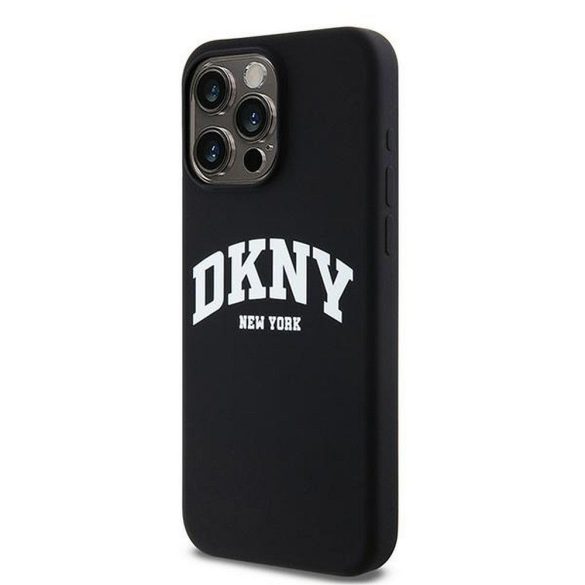 DKNY DKHMP14XSNYACH Liquid Silicone White Printed Logo MagSafe-kompatibilis tok iPhone 14 Pro Max - fekete