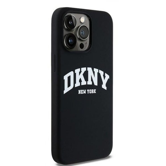 DKNY DKHMP14XSNYACH Liquid Silicone White Printed Logo MagSafe-kompatibilis tok iPhone 14 Pro Max - fekete