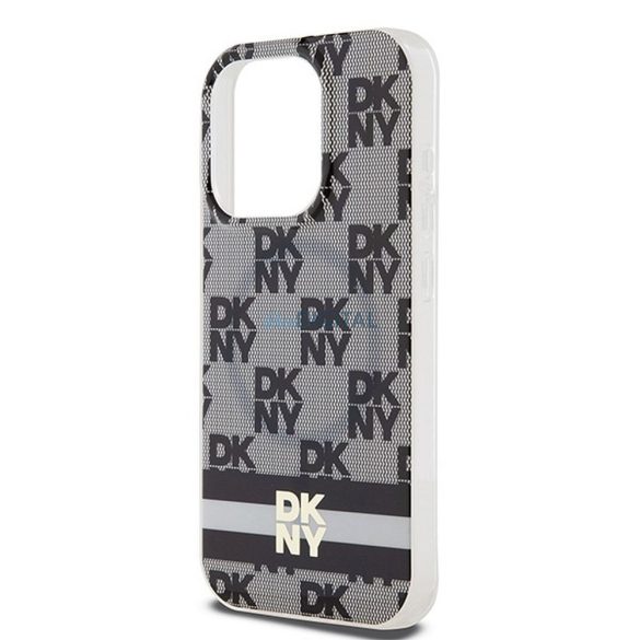 DKNY DKHMP14LHCPTSK IML Checkered Mono Pattern & Printed Stripes MagSafe-kompatibilis tok iPhone 14 Pro - fekete