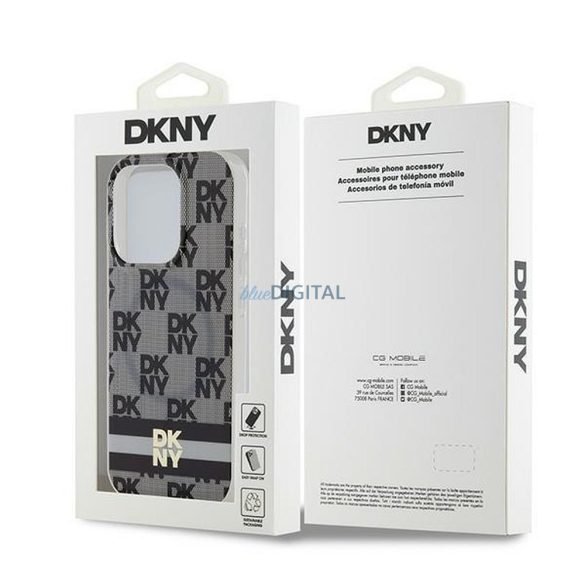 DKNY DKHMP14LHCPTSK IML Checkered Mono Pattern & Printed Stripes MagSafe-kompatibilis tok iPhone 14 Pro - fekete