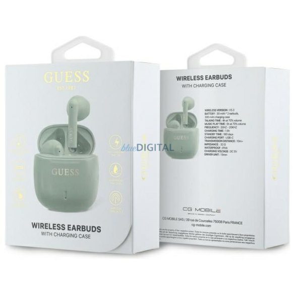 Guess GUTWSJ14ESGN Printed Classic Logo TWS bluetooth vezeték nélküli fülhallgató - zöld