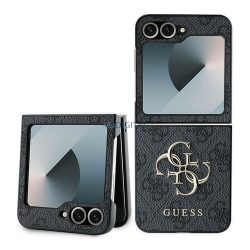   Guess GUHCZF64GMGGR 4G Leather Metal Logo tok Samsung Galaxy Z Flip6 - fekete