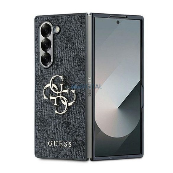 Guess GUHCZFD64GMGGR 4G Leather Metal Logo tok Samsung Galaxy Z Fold6 - fekete