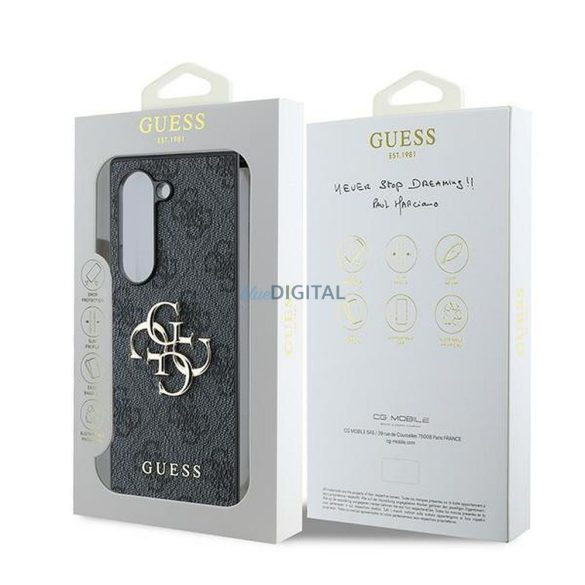 Guess GUHCZFD64GMGGR 4G Leather Metal Logo tok Samsung Galaxy Z Fold6 - fekete