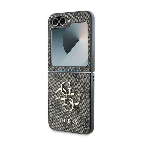 Guess GUHCZF64GMGBR 4G Leather Metal Logo tok Samsung Galaxy Z Flip6 - barna