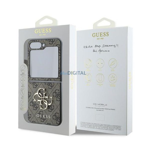 Guess GUHCZF64GMGBR 4G Leather Metal Logo tok Samsung Galaxy Z Flip6 - barna