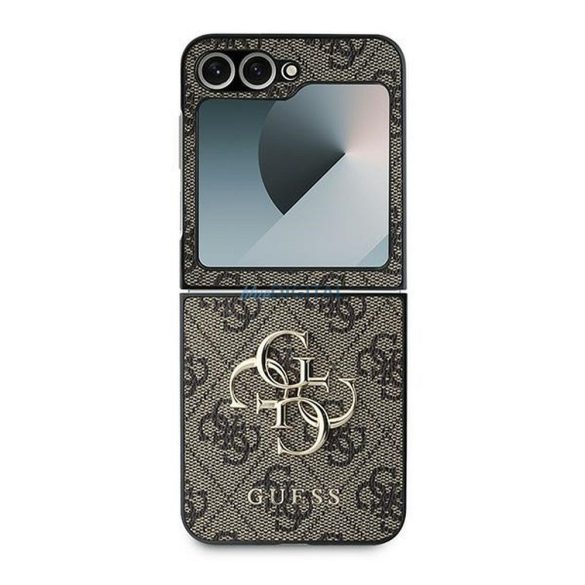 Guess GUHCZF64GMGBR 4G Leather Metal Logo tok Samsung Galaxy Z Flip6 - barna