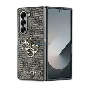 Guess GUHCZFD64GMGBR 4G Leather Metal Logo tok Samsung Galaxy Z Fold6 - barna