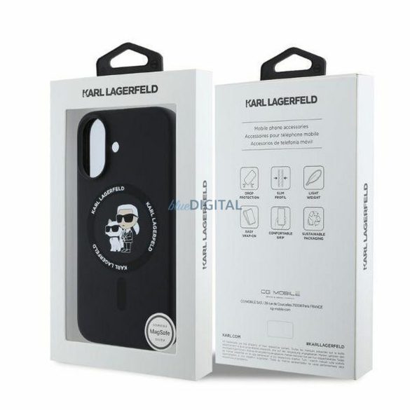 Karl Lagerfeld KLHMP16SSCMKCRHK Silicone KC Body Ring MagSafe-kompatibilis tok iPhone 16 - fekete