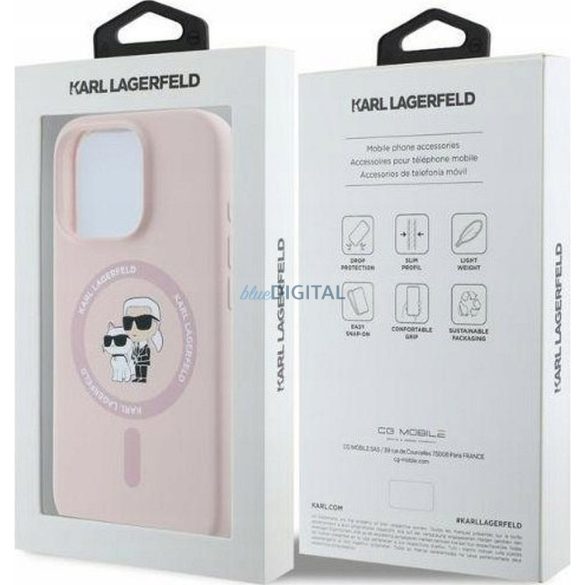 Karl Lagerfeld KLHMP16SSCMKCRHP Silicone KC Body Ring MagSafe-kompatibilis tok iPhone 16 - halvány rózsaszín