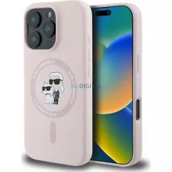   Karl Lagerfeld KLHMP16MSCMKCRHP Silicone KC Body Ring MagSafe-kompatibilis tok iPhone 16 Plus - halvány rózsaszín