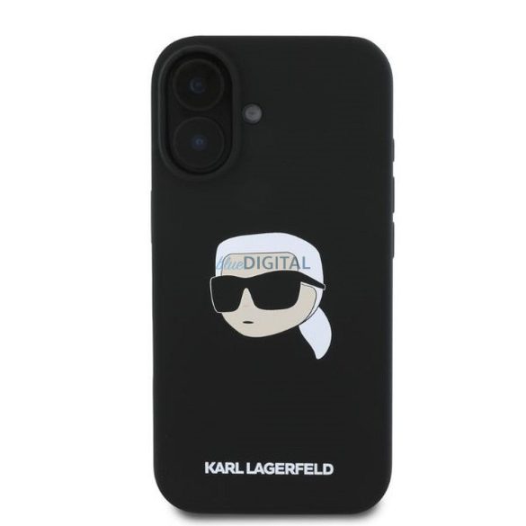 Karl Lagerfeld KLHMP16SSKHPPLK Silicone KL Head Print MagSafe-kompatibilis tok iPhone 16 - fekete