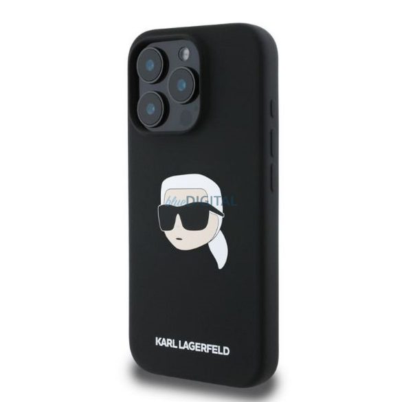 Karl Lagerfeld KLHMP16XSKHPPLK Silicone KL Head Print MagSafe-kompatibilis tok iPhone 16 Pro Max - fekete