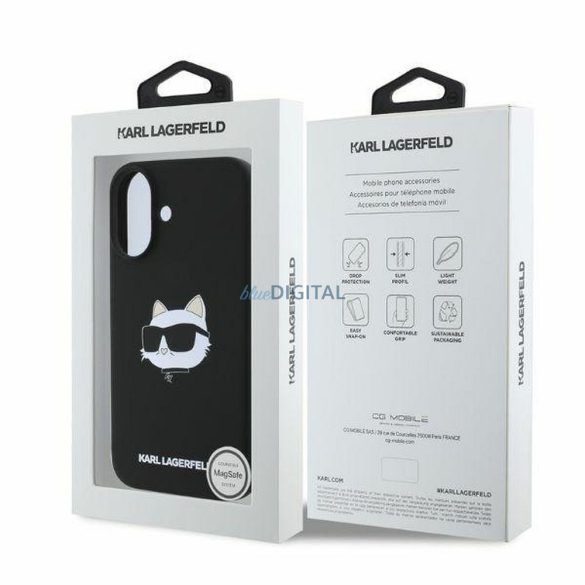 Karl Lagerfeld KLHMP16SSCHPPLK Silicone Choupette Head Print MagSafe-kompatibilis tok iPhone 16 - fekete