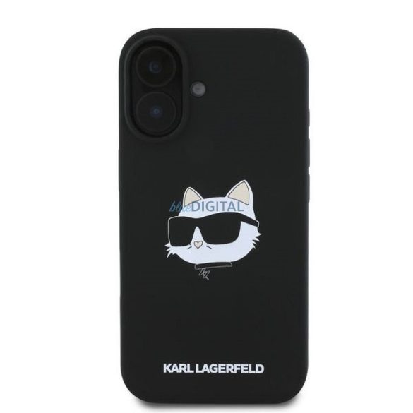 Karl Lagerfeld KLHMP16SSCHPPLK Silicone Choupette Head Print MagSafe-kompatibilis tok iPhone 16 - fekete