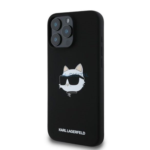 Karl Lagerfeld KLHMP16XSCHPPLK Silicone Choupette Head Print MagSafe-kompatibilis tok iPhone 16 Pro Max - fekete