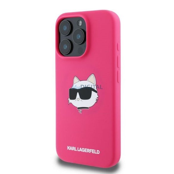 Karl Lagerfeld KLHMP16LSCHPPLF Silicone Choupette Head Print MagSafe-kompatibilis tok iPhone 16 Pro - rózsaszín