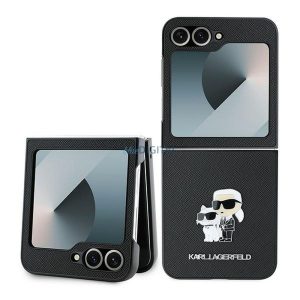 Karl Lagerfeld KLHCZF6SAPKCNPK Saffiano KC Metal Pin tok Samsung Galaxy Z Flip6 - fekete