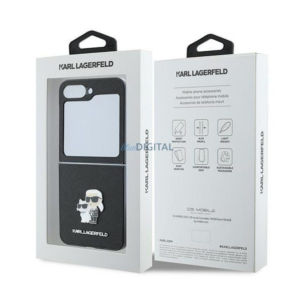 Karl Lagerfeld KLHCZF6SAPKCNPK Saffiano KC Metal Pin tok Samsung Galaxy Z Flip6 - fekete