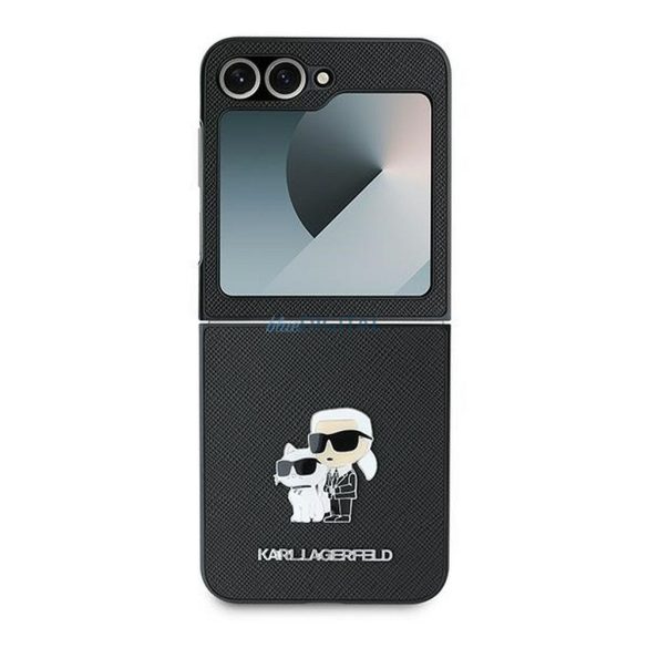 Karl Lagerfeld KLHCZF6SAPKCNPK Saffiano KC Metal Pin tok Samsung Galaxy Z Flip6 - fekete