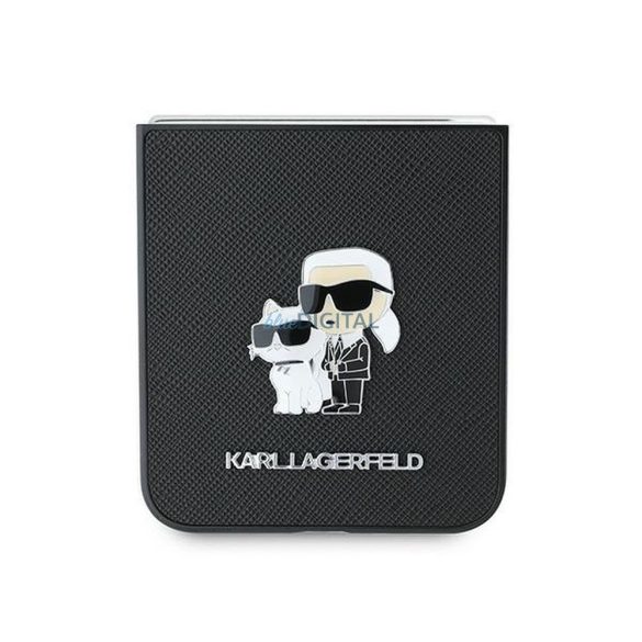 Karl Lagerfeld KLHCZF6SAPKCNPK Saffiano KC Metal Pin tok Samsung Galaxy Z Flip6 - fekete