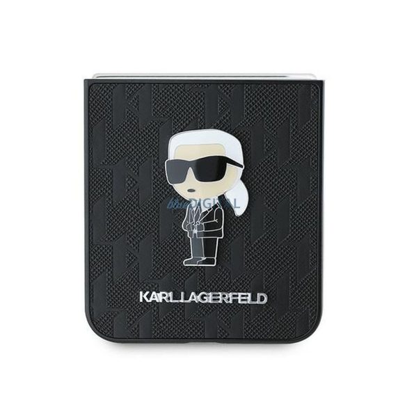 Karl Lagerfeld KLHCZF6SAPKINPK Saffiano Monogram Ikonik Pin tok Samsung Galaxy Z Flip6 - fekete