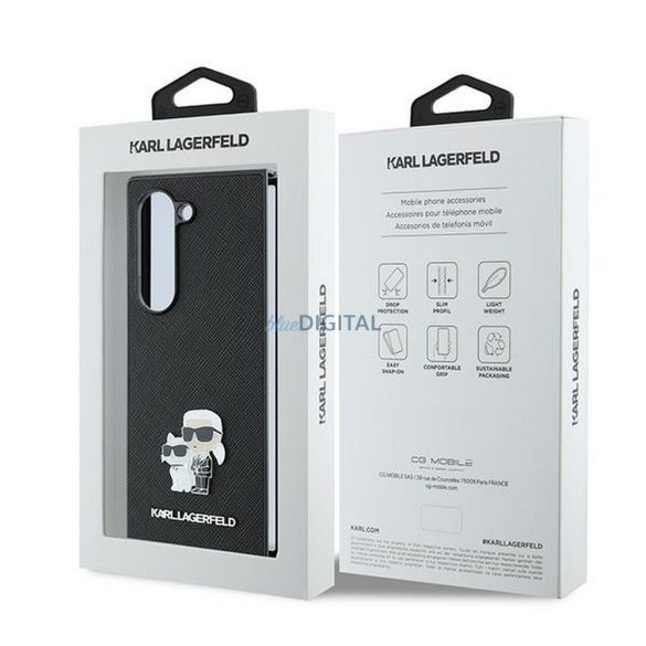 Karl Lagerfeld KLHCZFD6SAPKCNPK Saffiano KC Metal Pin tok Samsung Galaxy Z Fold6 - fekete