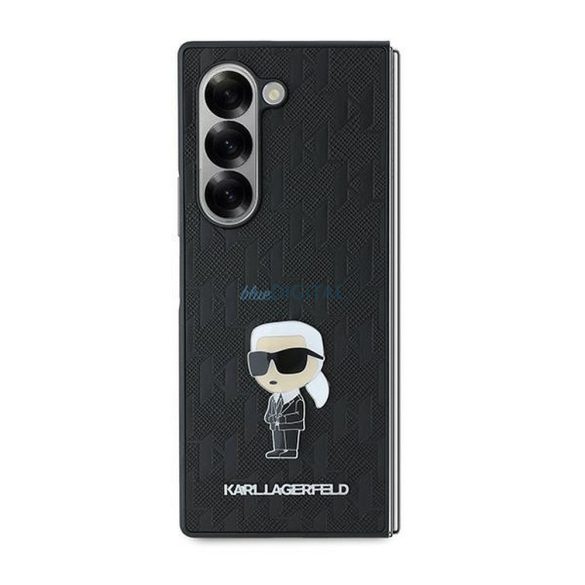 Karl Lagerfeld KLHCZFD6SAPKINPK Saffiano Monogram Ikonik Pin tok Samsung Galaxy Z Fold6 - fekete