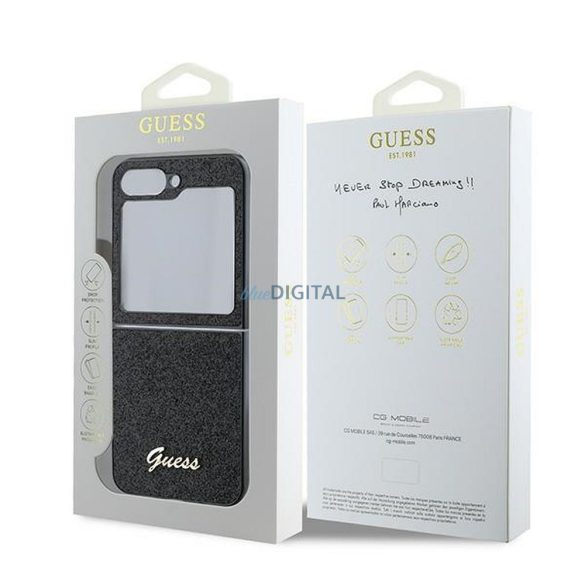 Guess GUHCZF6HGGSHK 4G Glitter Script tok Samsung Galaxy Z Flip6 - fekete