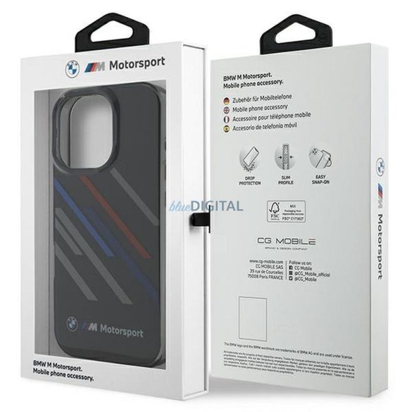 BMW BMHCP16L23HTRAK Motorsport IML Random Stripes tok iPhone 16 Pro - fekete