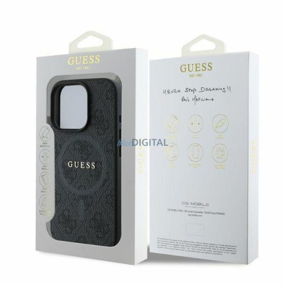 Guess GUHMP16LG4GFRK 4G Ring Classic Logo MagSafe-kompatibilis tok iPhone 16 Pro - fekete