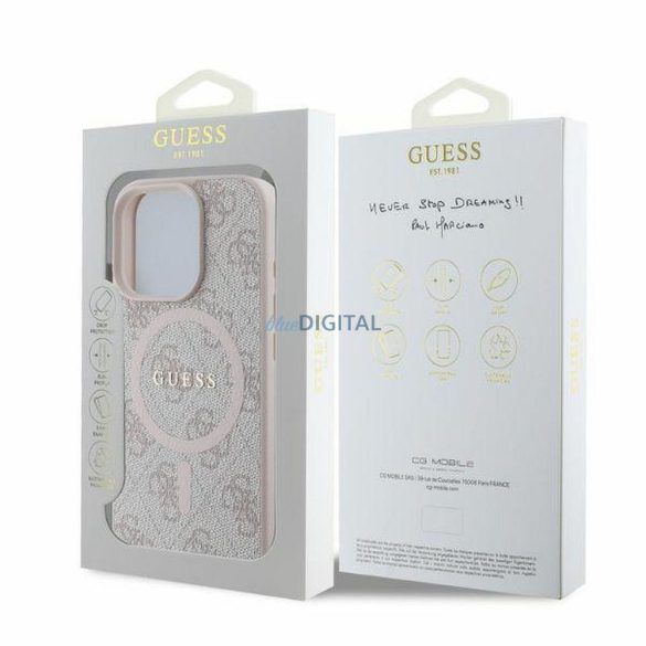 Guess GUHMP16XG4GFRP 4G Ring Classic Logo MagSafe-kompatibilis tok iPhone 16 Pro Max - rózsaszín