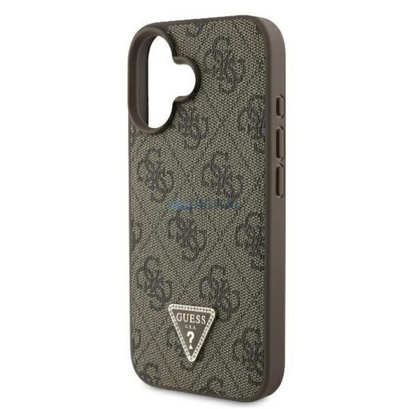 Guess GUHCP16SP4TDPW PU Leather 4G Triangle Strass tok iPhone 16 - barna