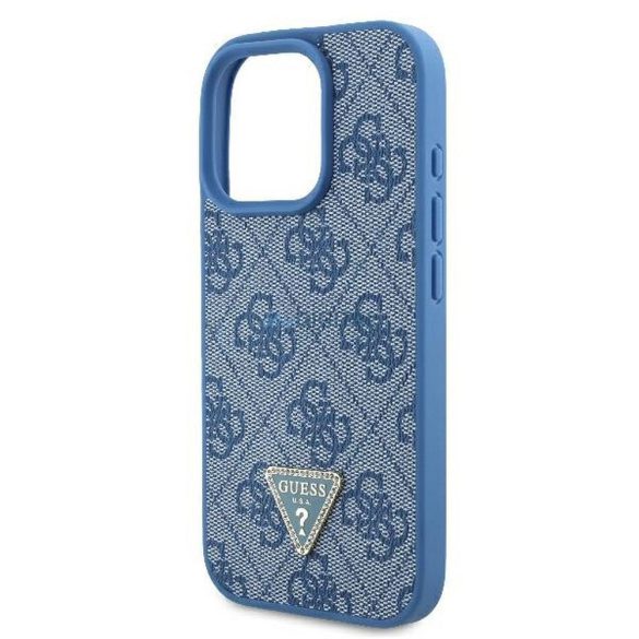 Guess GUHCP16XP4TDPB PU Leather 4G Triangle Strass tok iPhone 16 Pro Max - kék