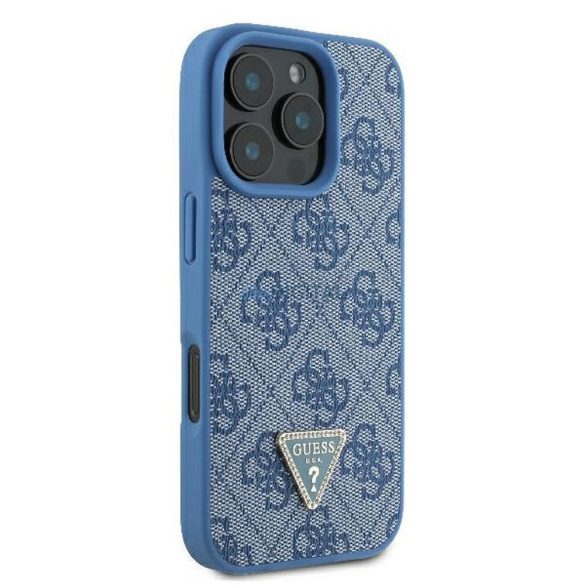 Guess GUHCP16XP4TDPB PU Leather 4G Triangle Strass tok iPhone 16 Pro Max - kék