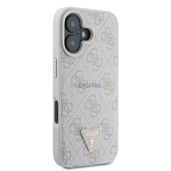 Guess GUHCP16SP4TDPP PU Leather 4G Triangle Strass tok iPhone 16 - rózsaszín