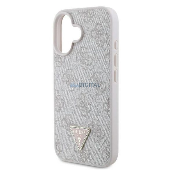 Guess GUHCP16SP4TDPP PU Leather 4G Triangle Strass tok iPhone 16 - rózsaszín