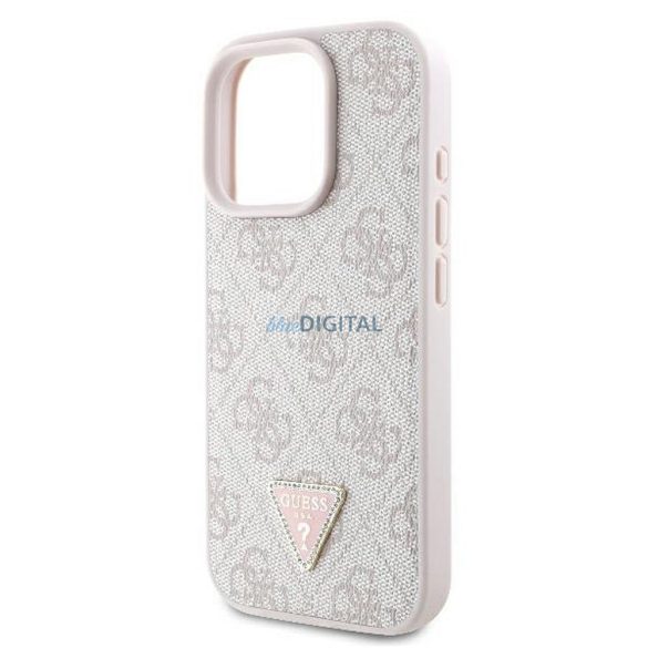 Guess GUHCP16LP4TDPP PU Leather 4G Triangle Strass tok iPhone 16 Pro - rózsaszín